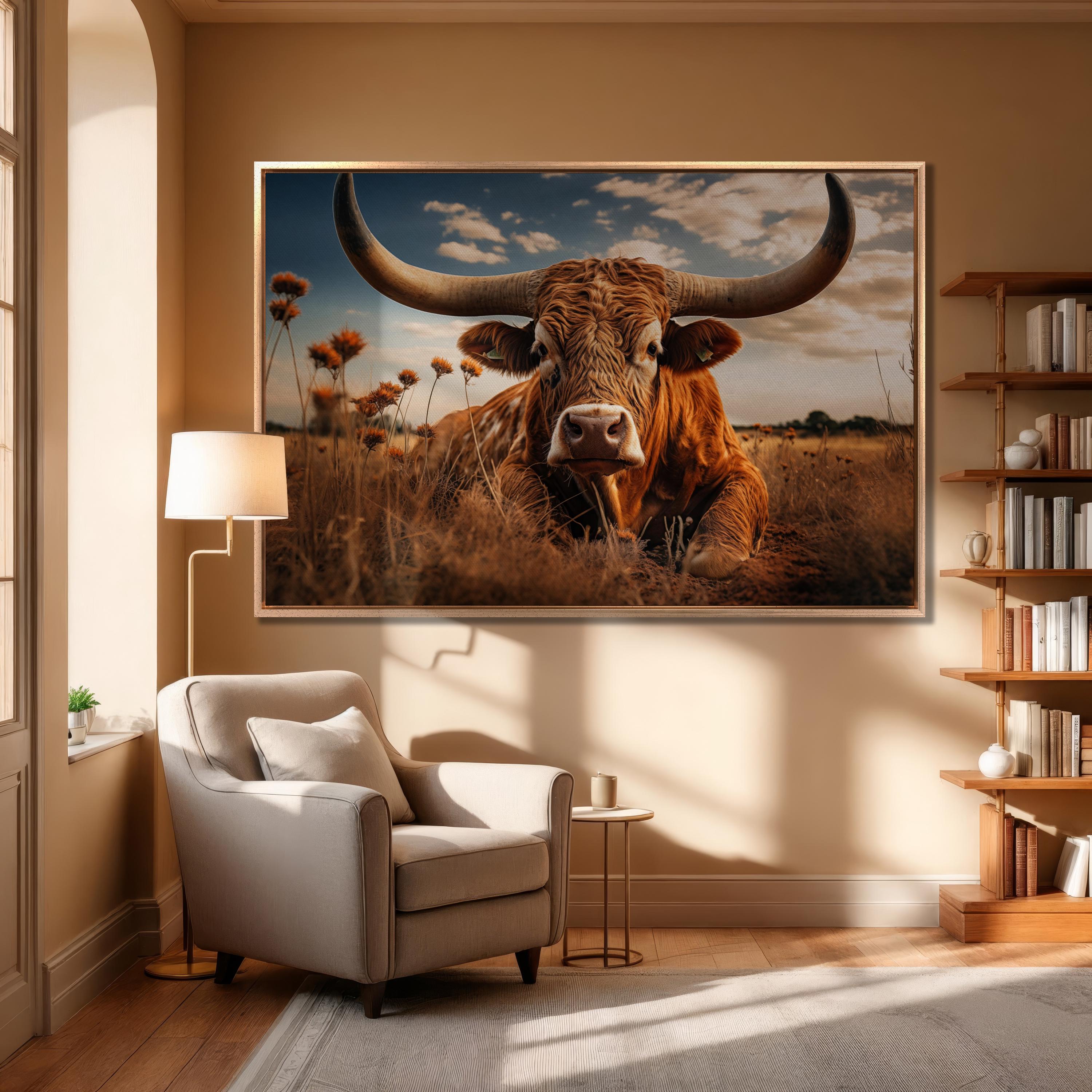 Texas Longhorn Cow Art Print, Rustic Farmhouse - Image 3