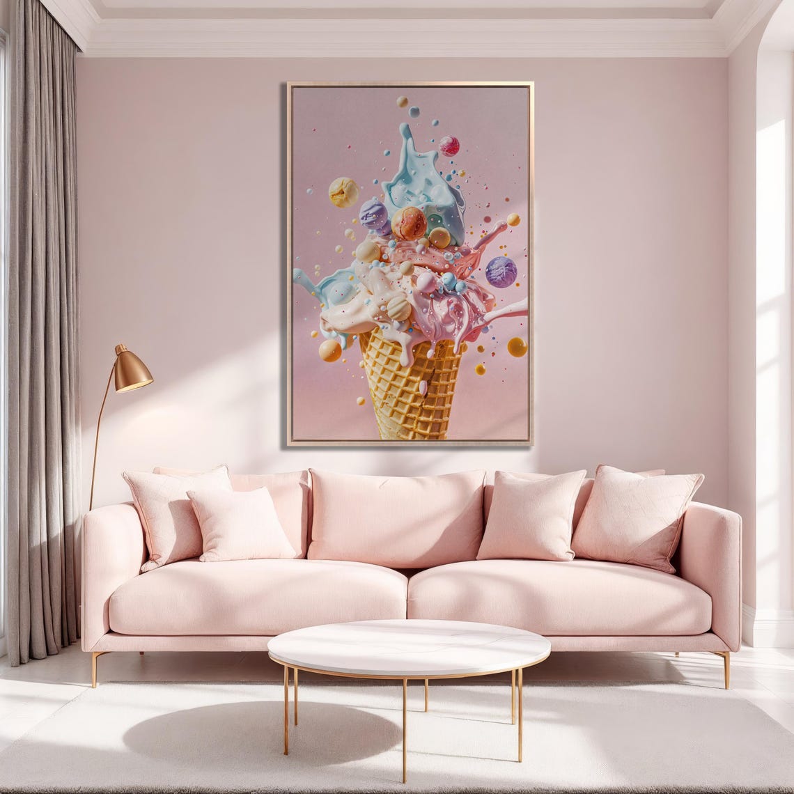 Pastel Splash Ice Cream Cone With Floating Candy Spheres Poster - Image 6