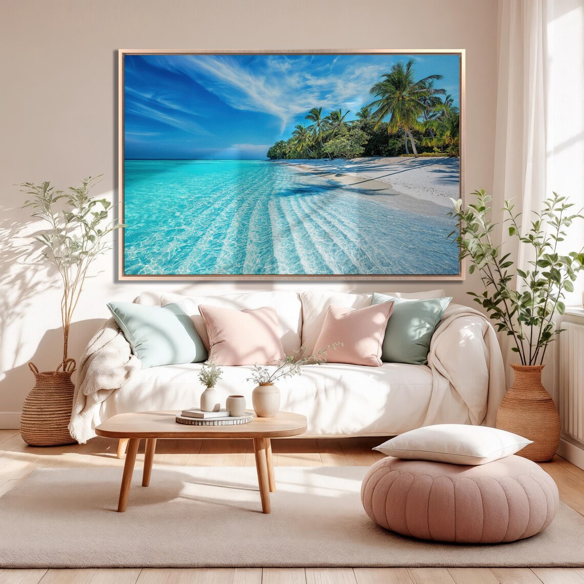 Tropical Beach Ocean Beach Palm Trees Art Print - Image 2