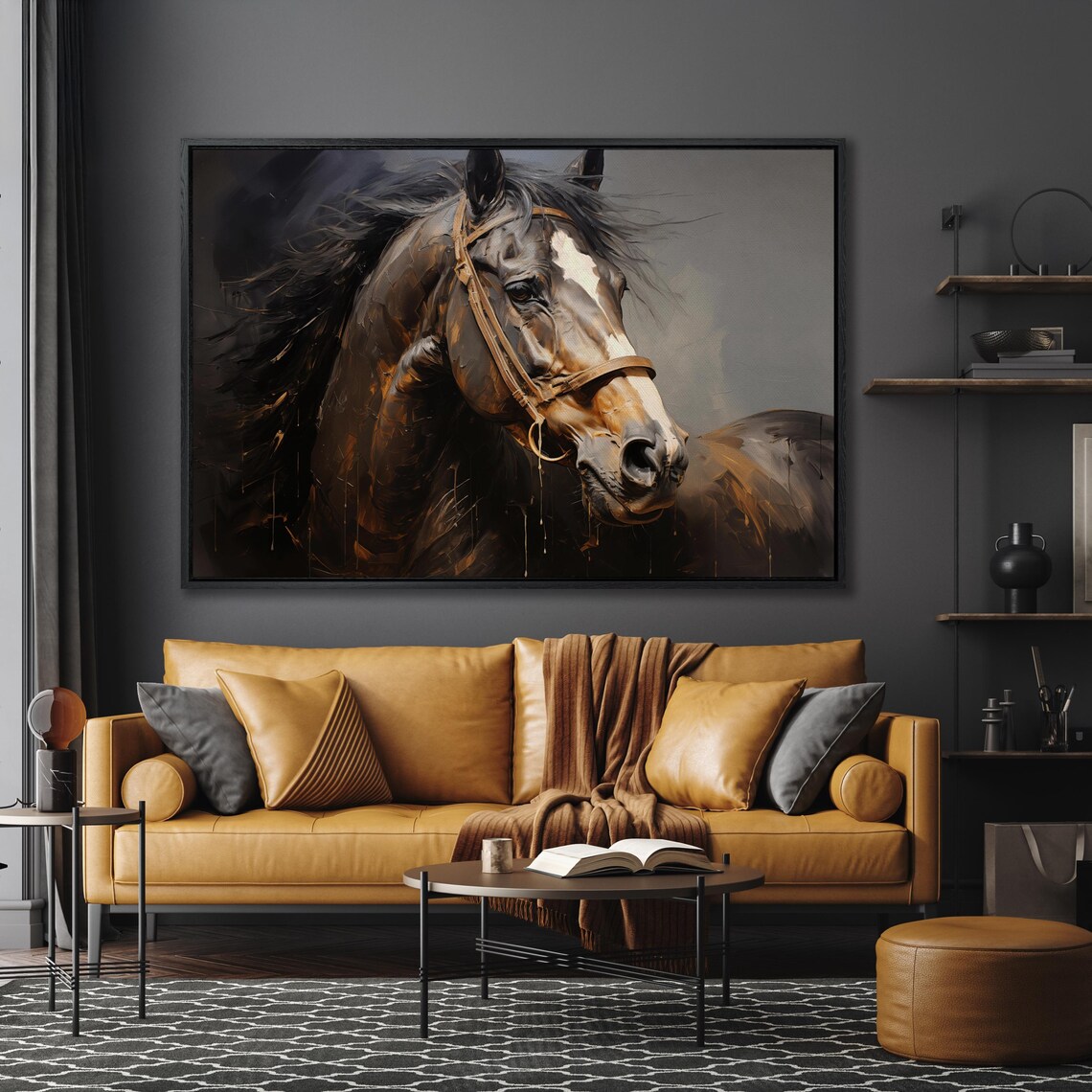 Elegant Equine Horse Oil Portrait Art Print