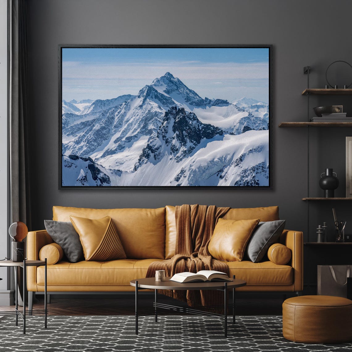 Snow-Capped Alpine Peak Panoramic Winter Mountain Photo Poster - Image 4