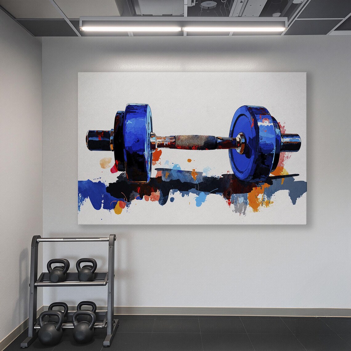 Bold Blue Dumbbell With Vibrant Color Splash Gym Fitness Poster - Image 6