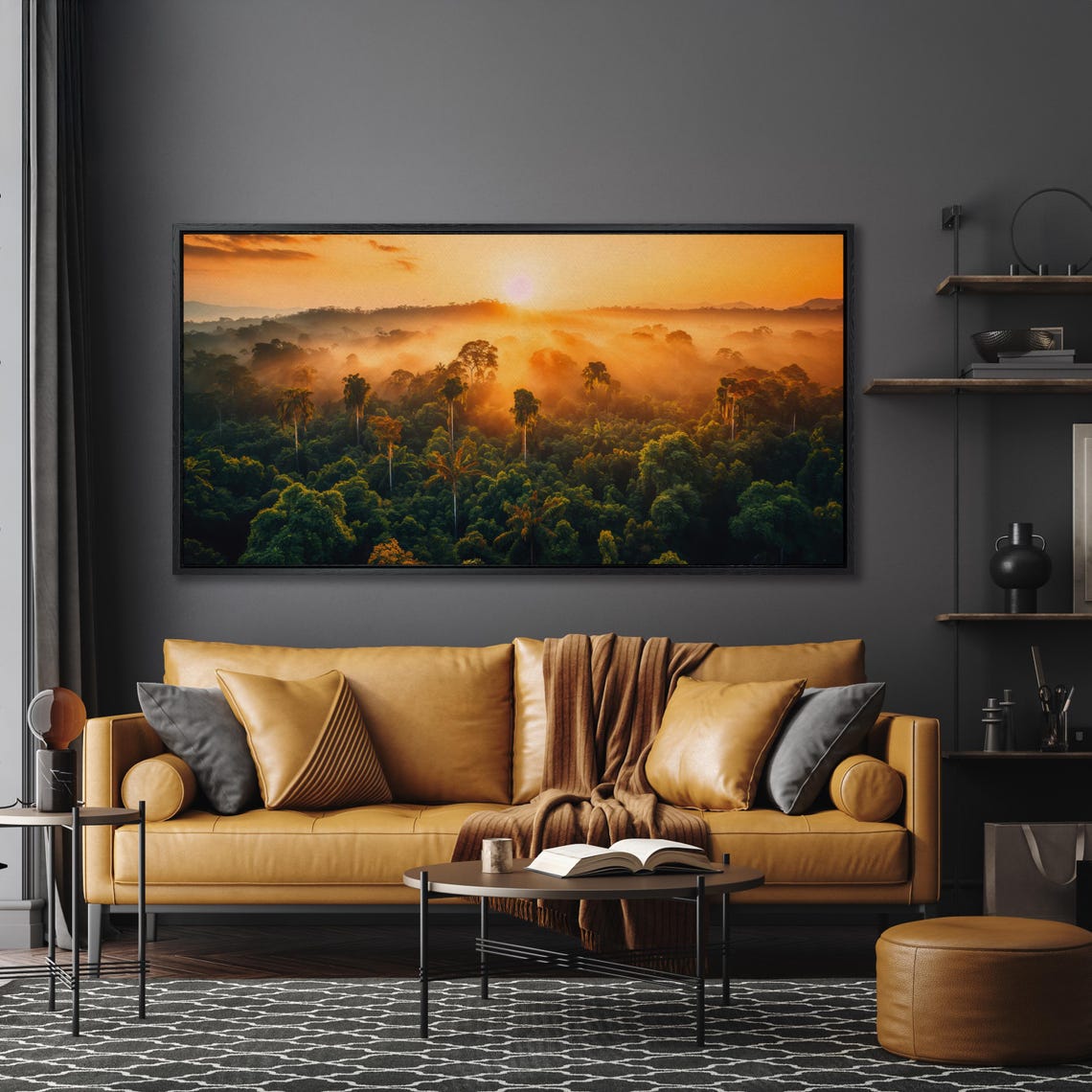 Tropical Rainforest Sunrise Misty Green Canopy Panoramic Photo Print - Image 4