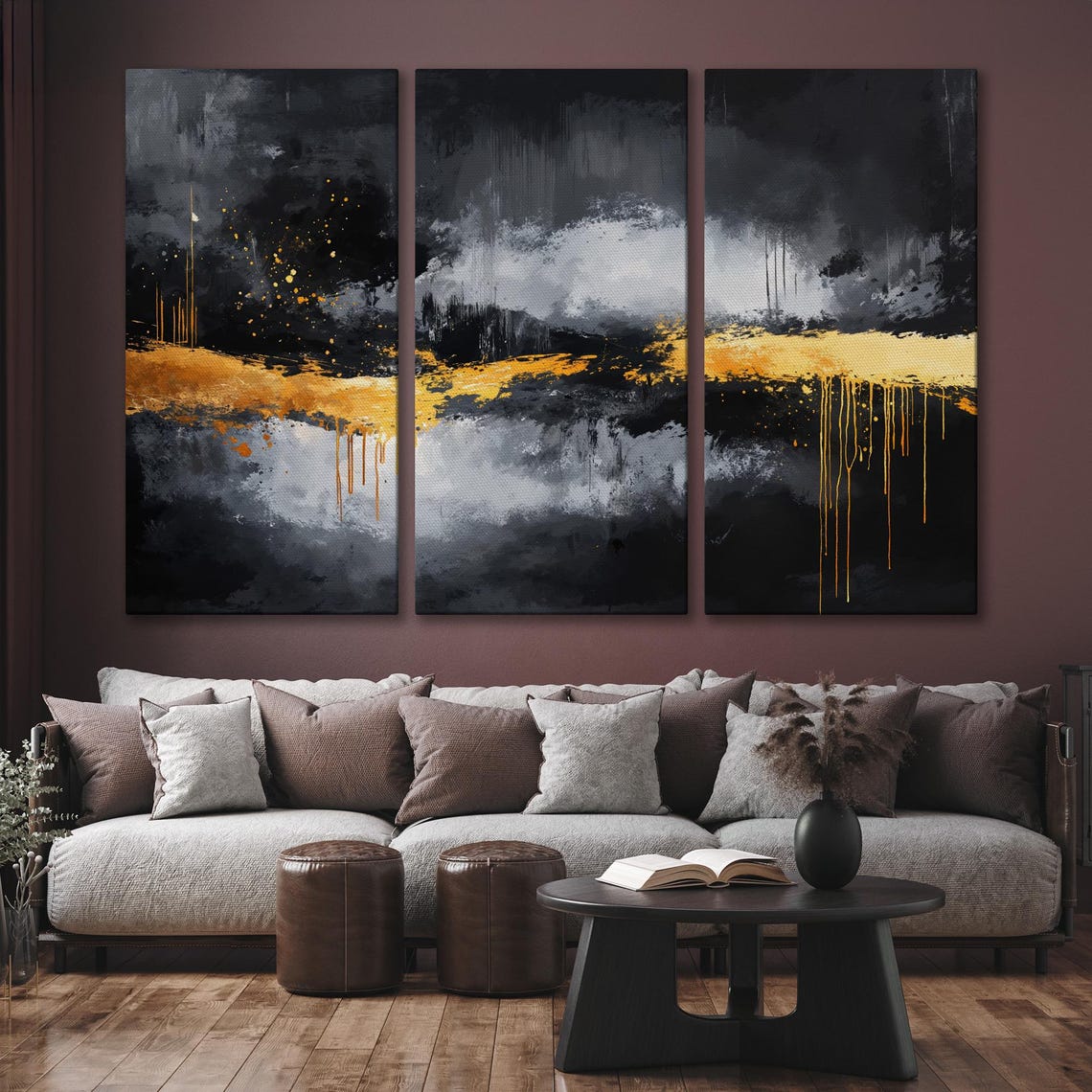 Black and Gold Abstract Horizon Expressionist Luxury Art Poster - Image 6