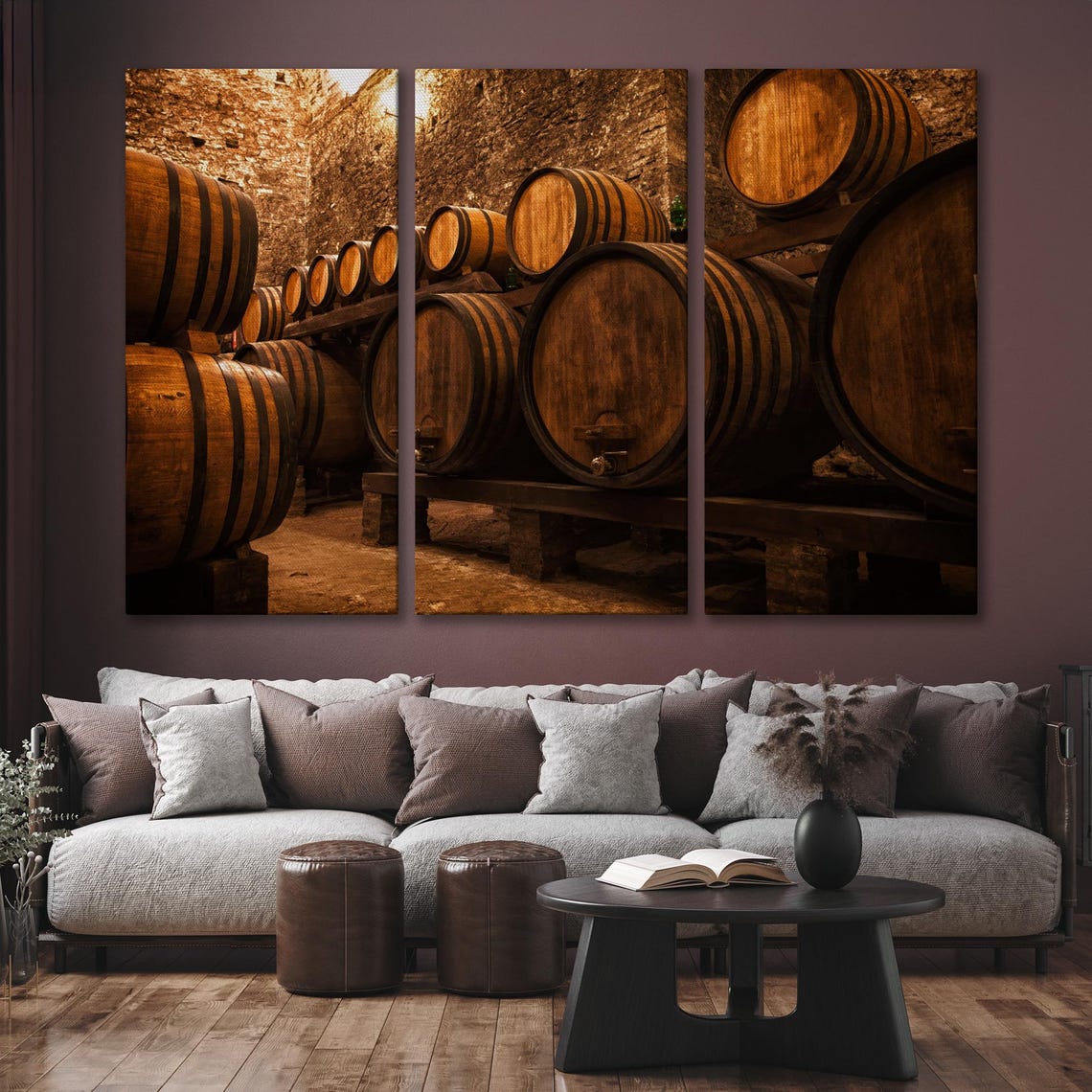 Wine Cellar Oak Barrels Aging Rustic Vineyard Storage Wall Art - Image 6