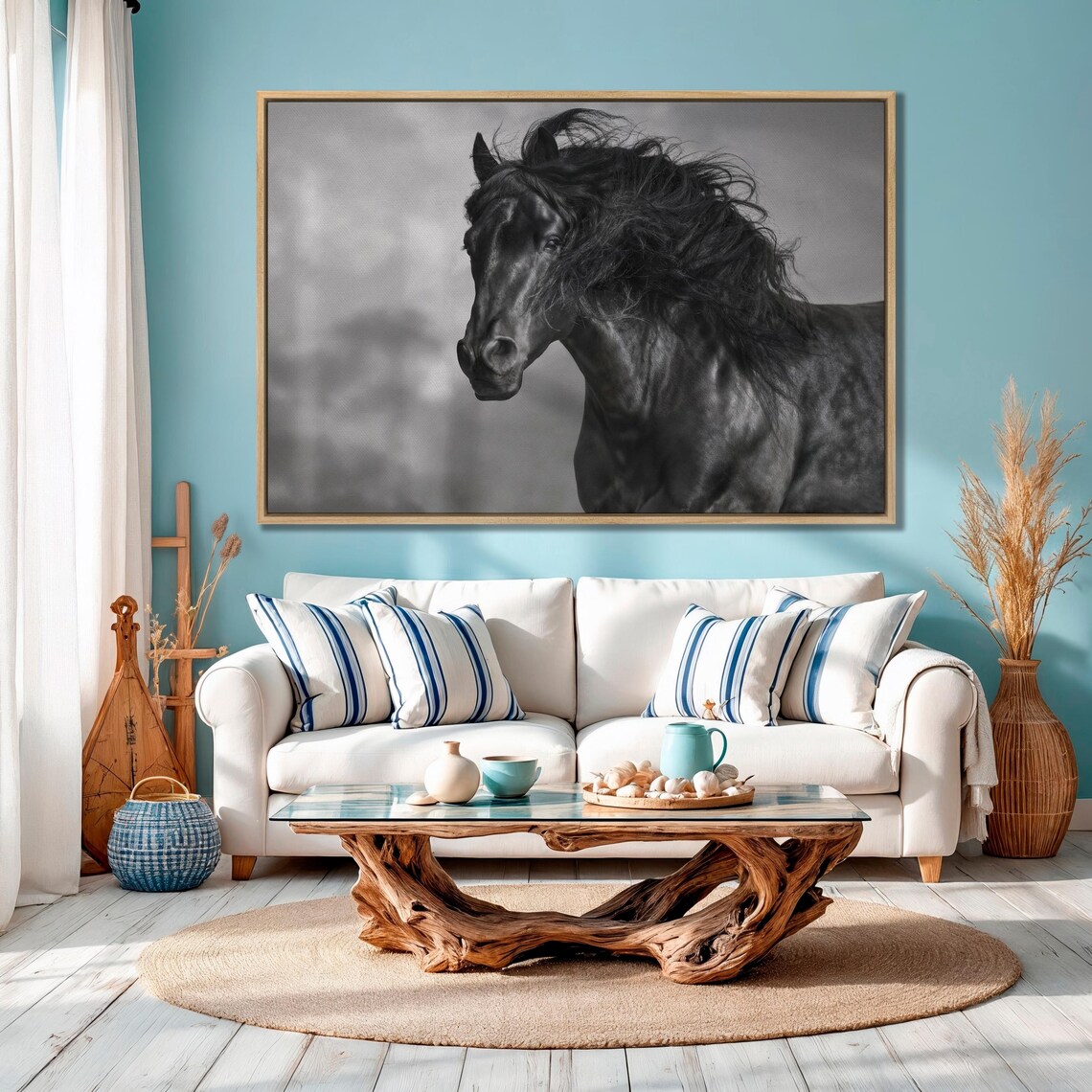 Graceful Black and White Horse Photography Art Print - Image 2
