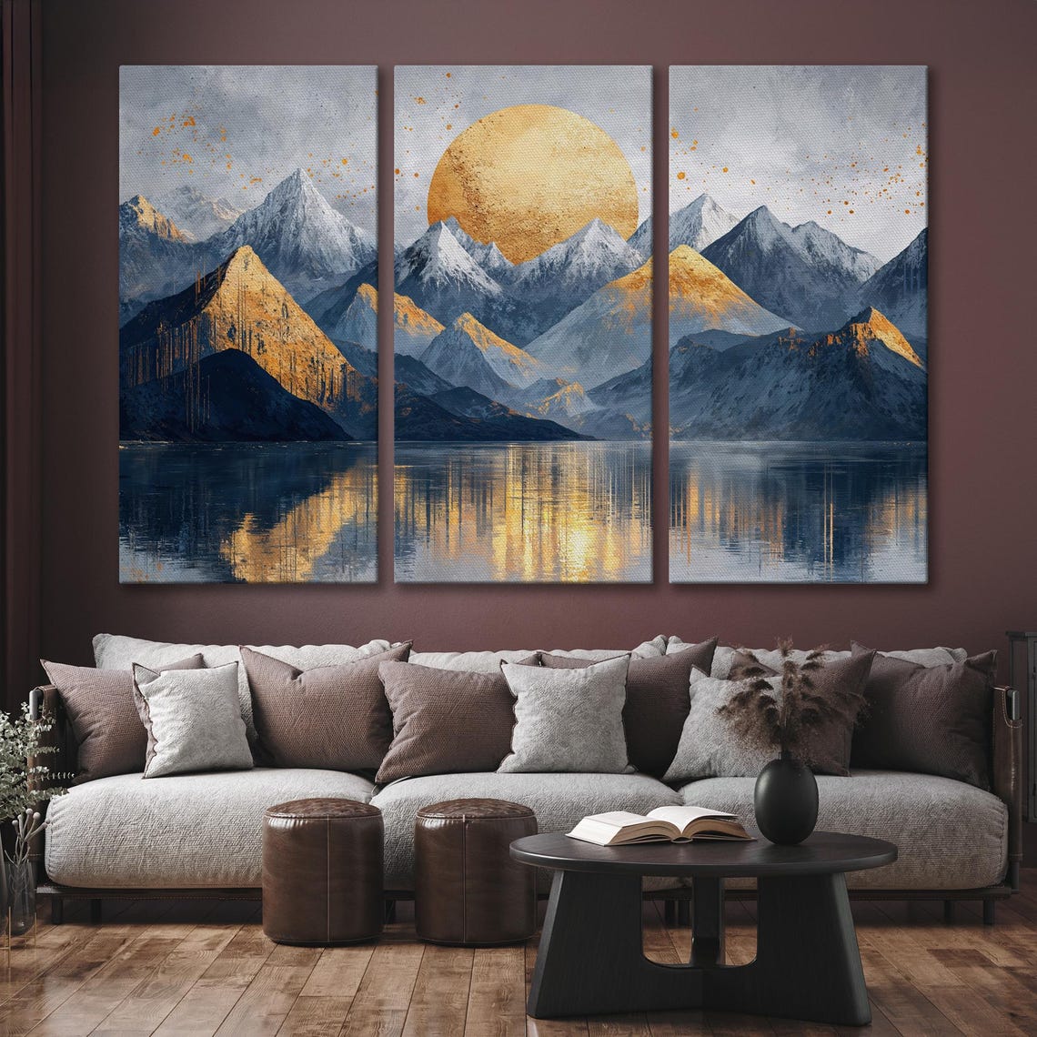 Golden Sun Rising Over Snowy Mountains With Lake Reflection Poster - Image 6