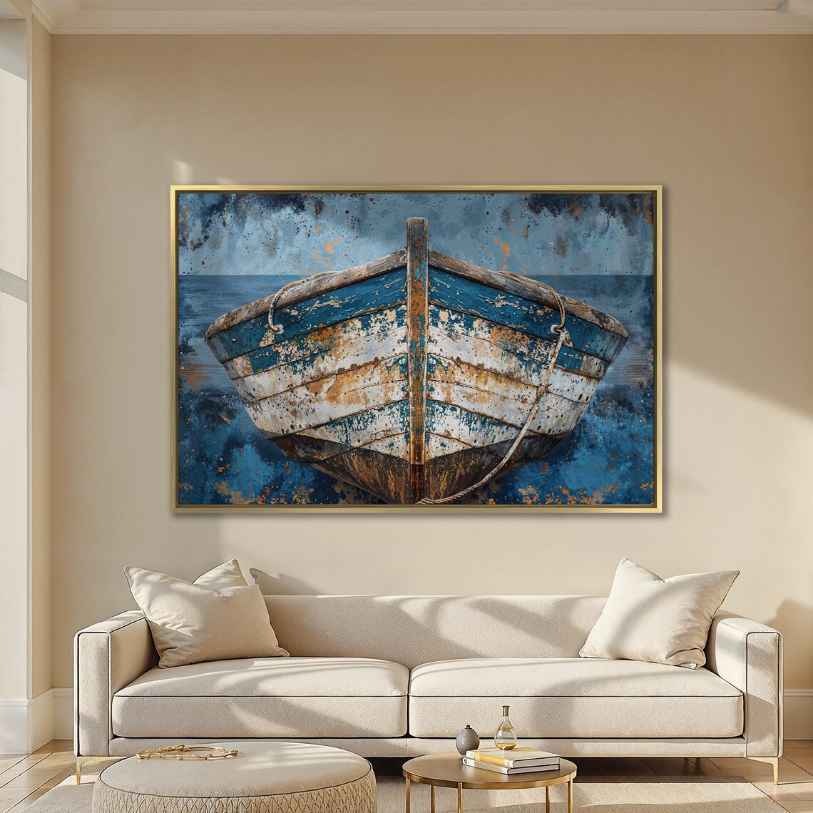Weathered Blue Wooden Rowboat Bow Rustic Nautical Coastal Poster - Image 3