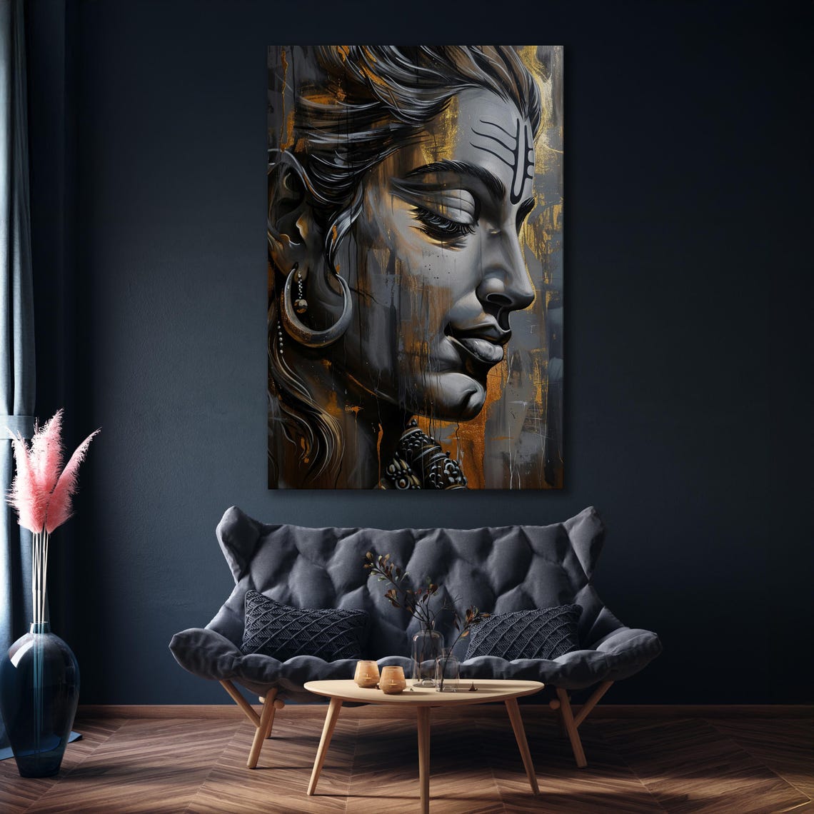 Lord Shiva Portrait In Black And Gold Spiritual Devotion Poster - Image 5
