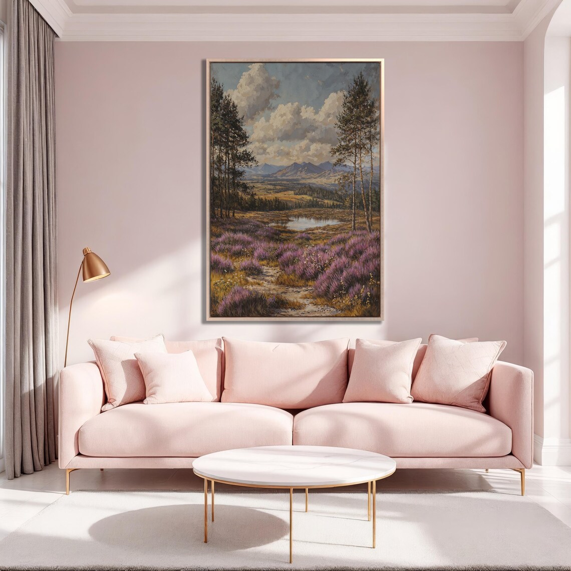 Mountain Valley Vista With Pine Trees and Heather Field Poster - Image 5
