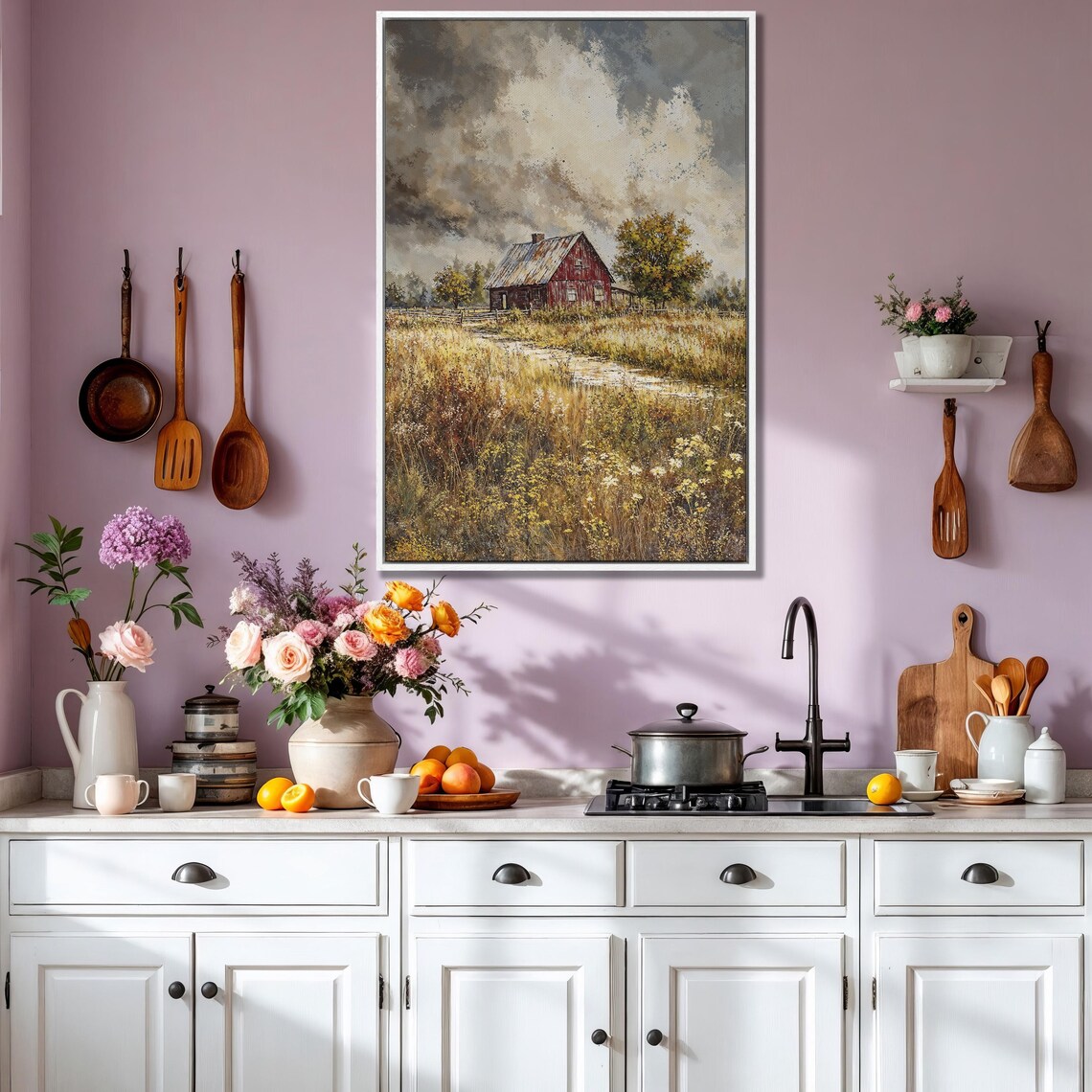 Autumn Countryside Barn Art Print, Rustic Landscape - Image 3