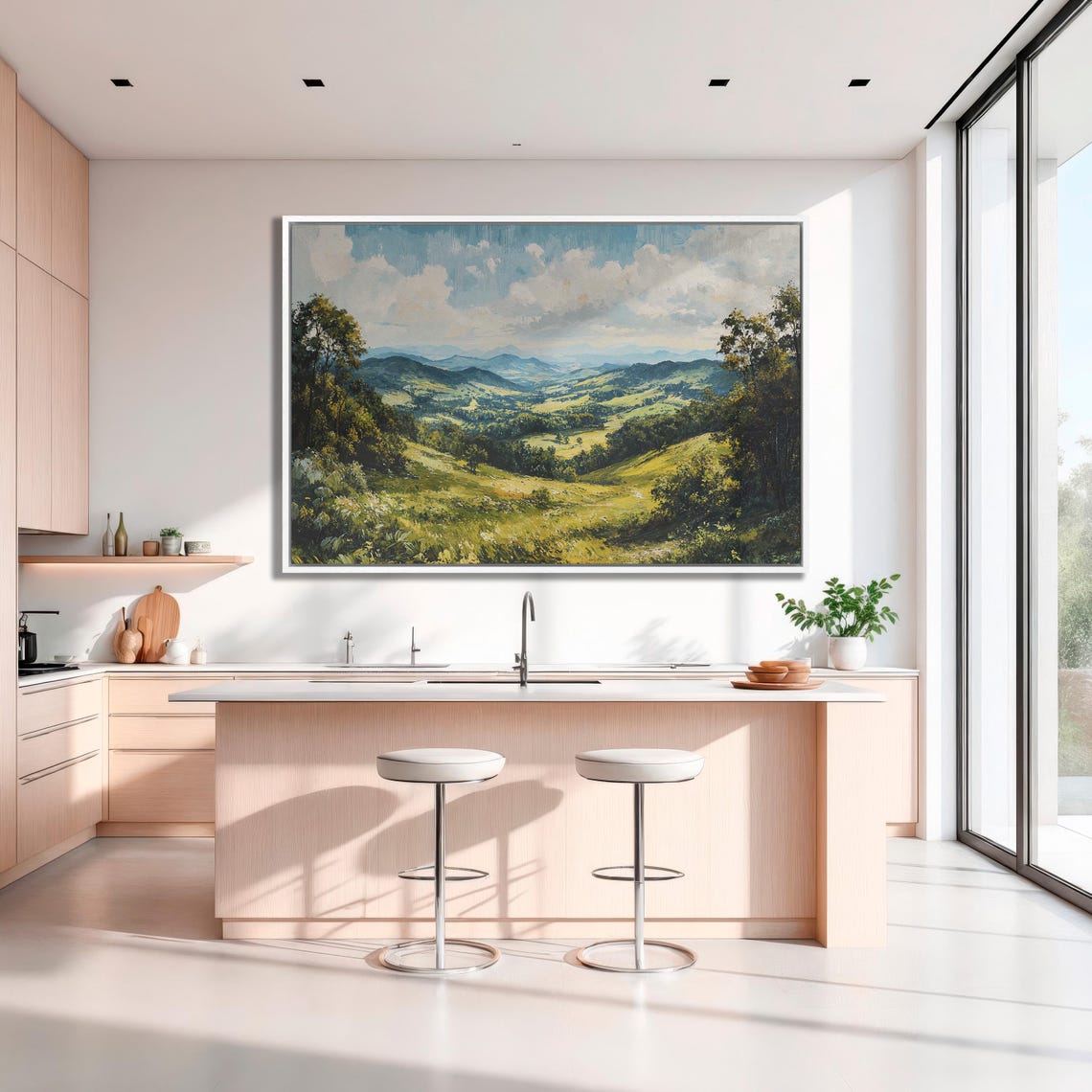 Green Valley Panorama With Layered Blue Mountain Ridges Poster - Image 3