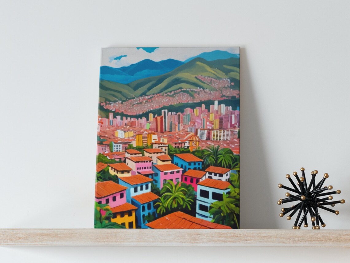 Medellin Travel Poster, Maximalist South America