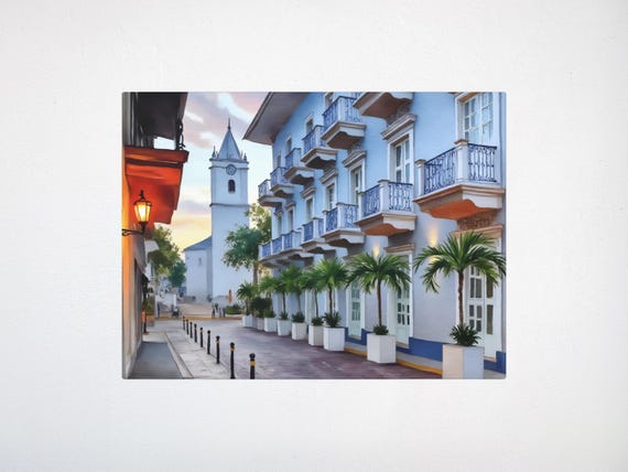 Casco Watercolor Art Canvas Panama Cit Print Travel City Old Town Wall Souvenir Central America