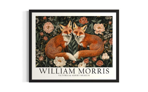 Red Fox Morris Animals Poster Art Print Living Room Wall Original Painting Artwork Decor