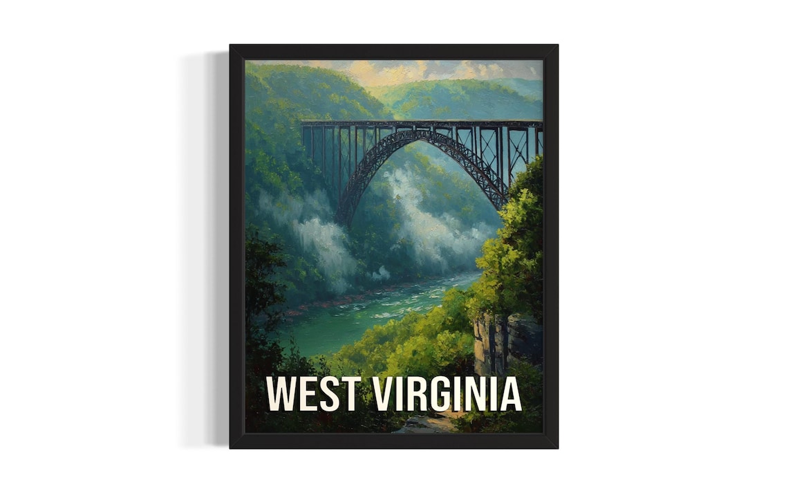 West Virginia New River Gorge Bridge Landmark Canyon Scenic Poster