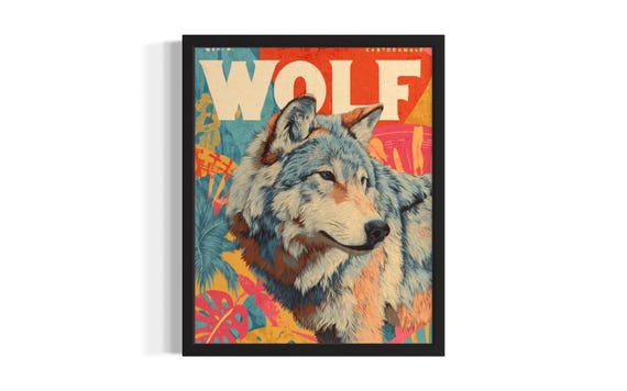 Wolf Pop Art Animal Poster Print Living Room Wall Original Painting Artwork Decor