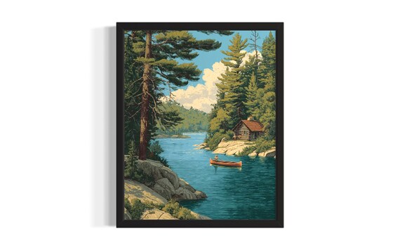 Minnesota Voyageurs National Park Canoe Lake Paddler Scene Poster