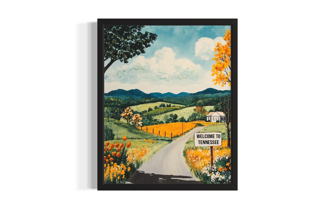 Tennessee Welcome Sign Wildflower Meadow Country Road Poster