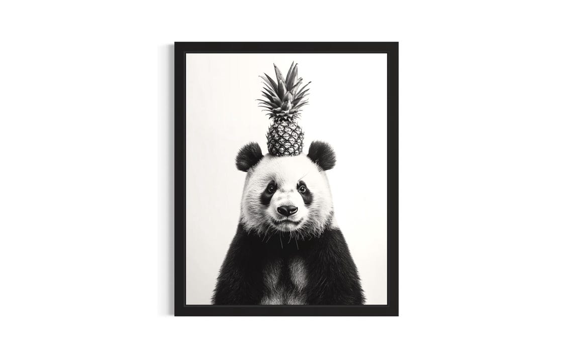Panda Kitchen Animals Poster Art Print Wall Original Painting Artwork Decor