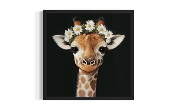 Giraffe Nursery Animal Poster Art Print Living Room Wall Original Painting Artwork Decor