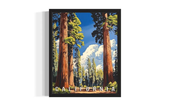 Redwood Forest States Art Print Living Room Wall Poster Original Painting Artwork Decor