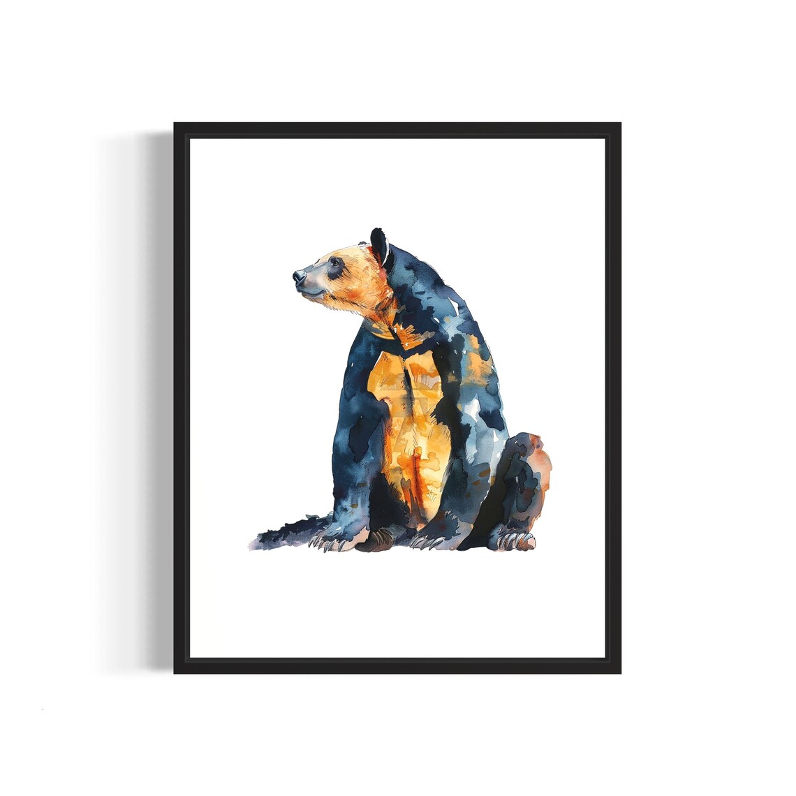 Malayan Sun Bear Cub Watercolor Tropical Animal Portrait Poster