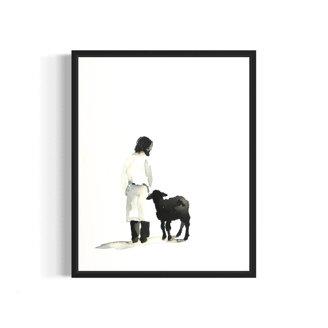 Jesus the Shepherd Finding the One Lost Black Sheep Christian Poster