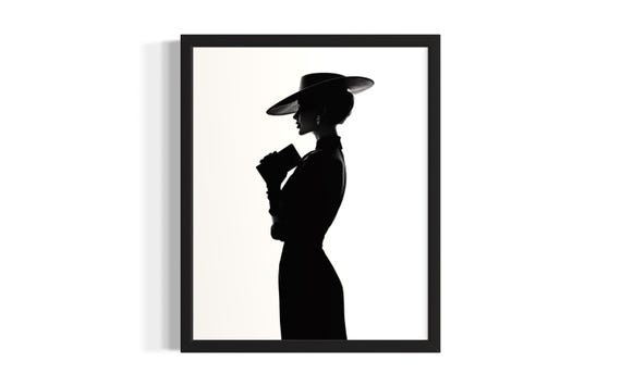 Fashionista Silhouette Fashion Black And White Poster Art Print Living Room Wall Original Painting Artwork Decor
