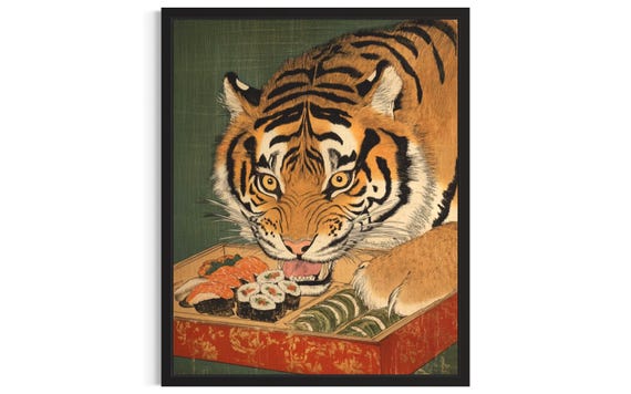 Tiger Animal Kitchen Sushi Poster Art Print Wall Original Painting Artwork Decor