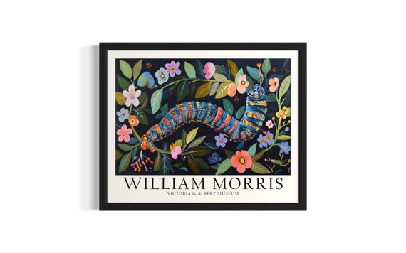 Caterpillar William Morris Animal Poster Art Print Living Room Wall Original Painting Artwork Decor