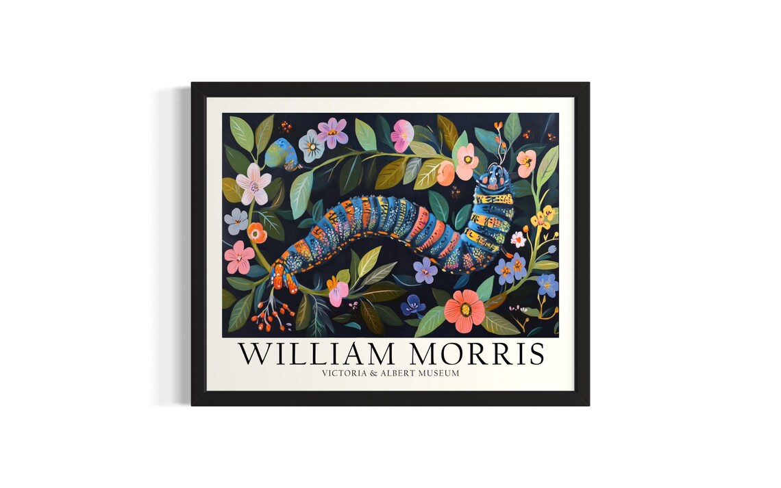 William Morris Caterpillar Colorful Floral Garden Museum Poster