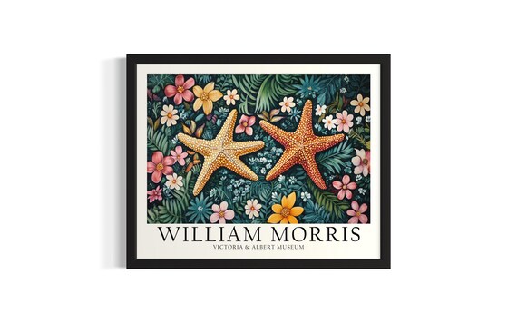 Starfish William Morris Sea Creatures Poster Art Print Living Room Wall Original Painting Artwork Decor