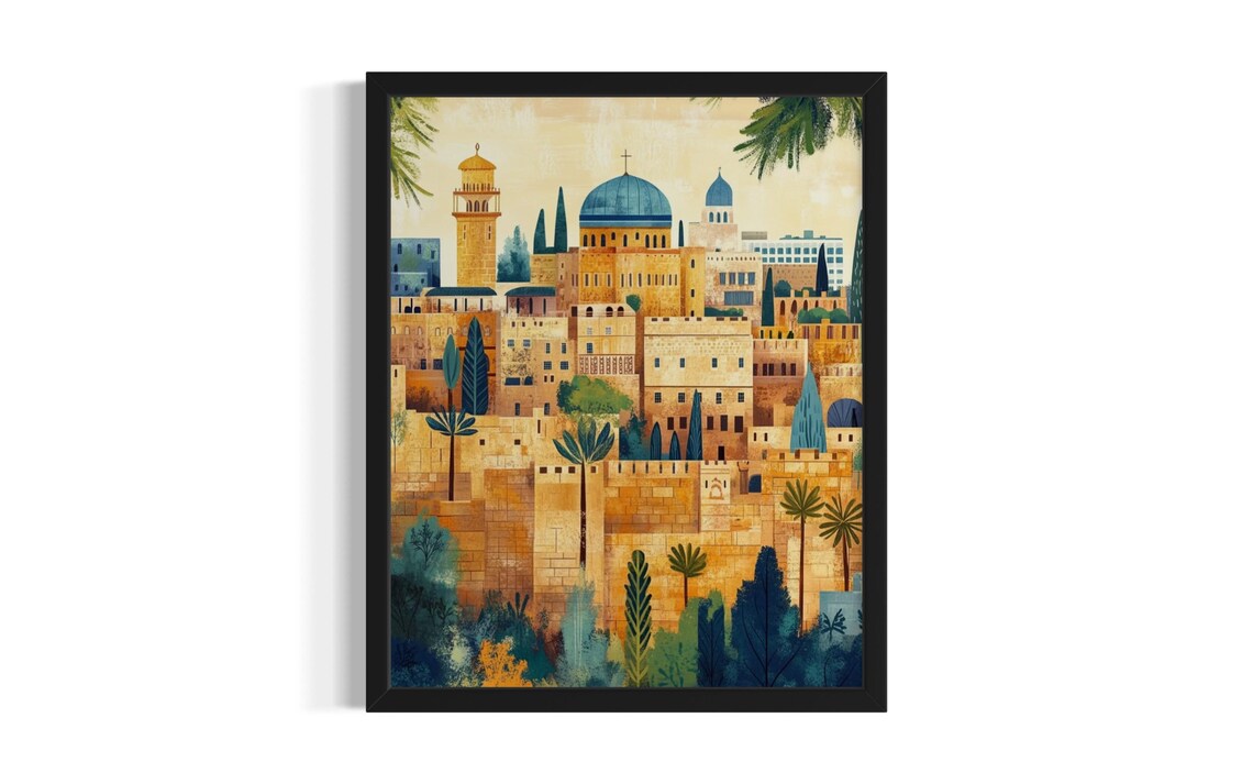 Jerusalem Israel Old City Golden Stone Domes Travel Art Poster