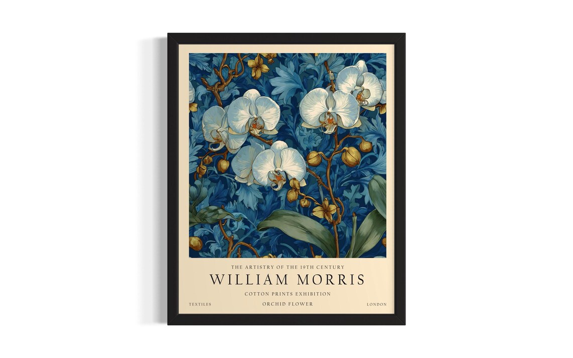 William Morris Vintage Orchid Bloom Cotton Prints Exhibition Poster