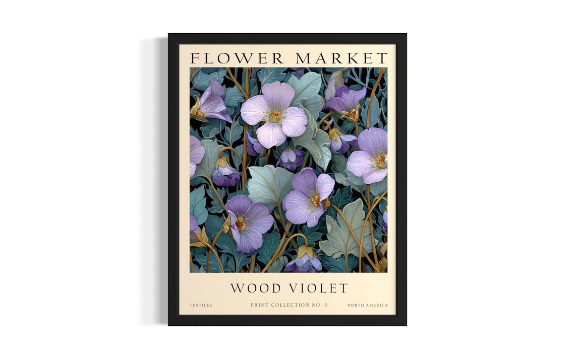 Flower Market Wood Violet Vintage Botanical Floral Art Poster