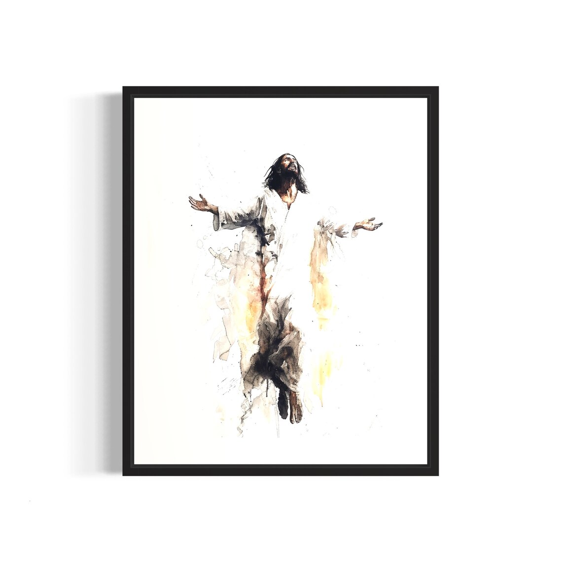 Uplifting Resurrected Jesus With Open Arms Watercolor Poster