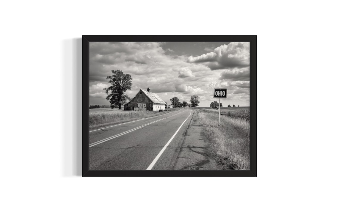 Ohio Highway Barn Vintage Black And White Roadside Americana Poster