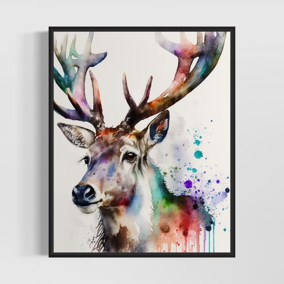 Deer Watercolor Art Print Painting Wall Decor Original Artwork By Artist