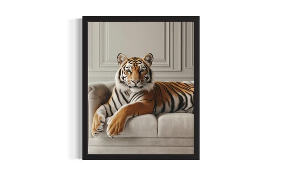 Tiger Animal Sofa Living Room Poster Art Print Wall Original Painting Artwork Decor