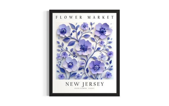 New Jersey State Flower Market Poster Art Print Living Room Wall Original Painting Artwork Decor