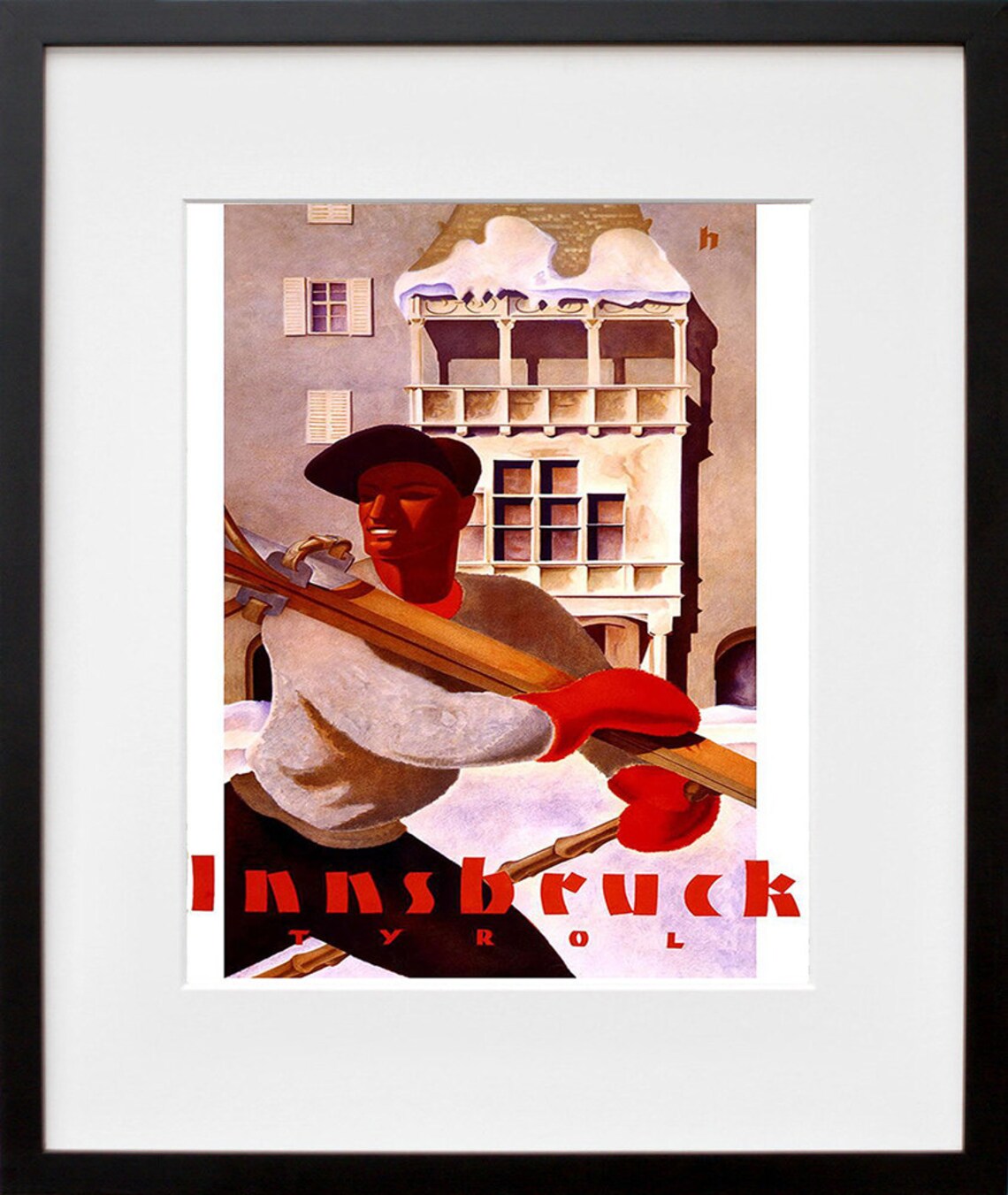 Innsbruck Tyrol Skier Vintage Austrian Alpine Ski Travel Poster - Image 2