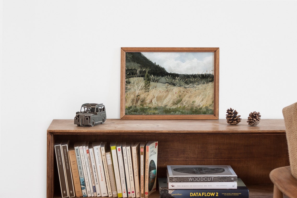 Green Landscape Oil Painting Vintage Painting Meadow Painting Landscape Art Print Oil Painting Vintage French Country Wall Decor - Image 2