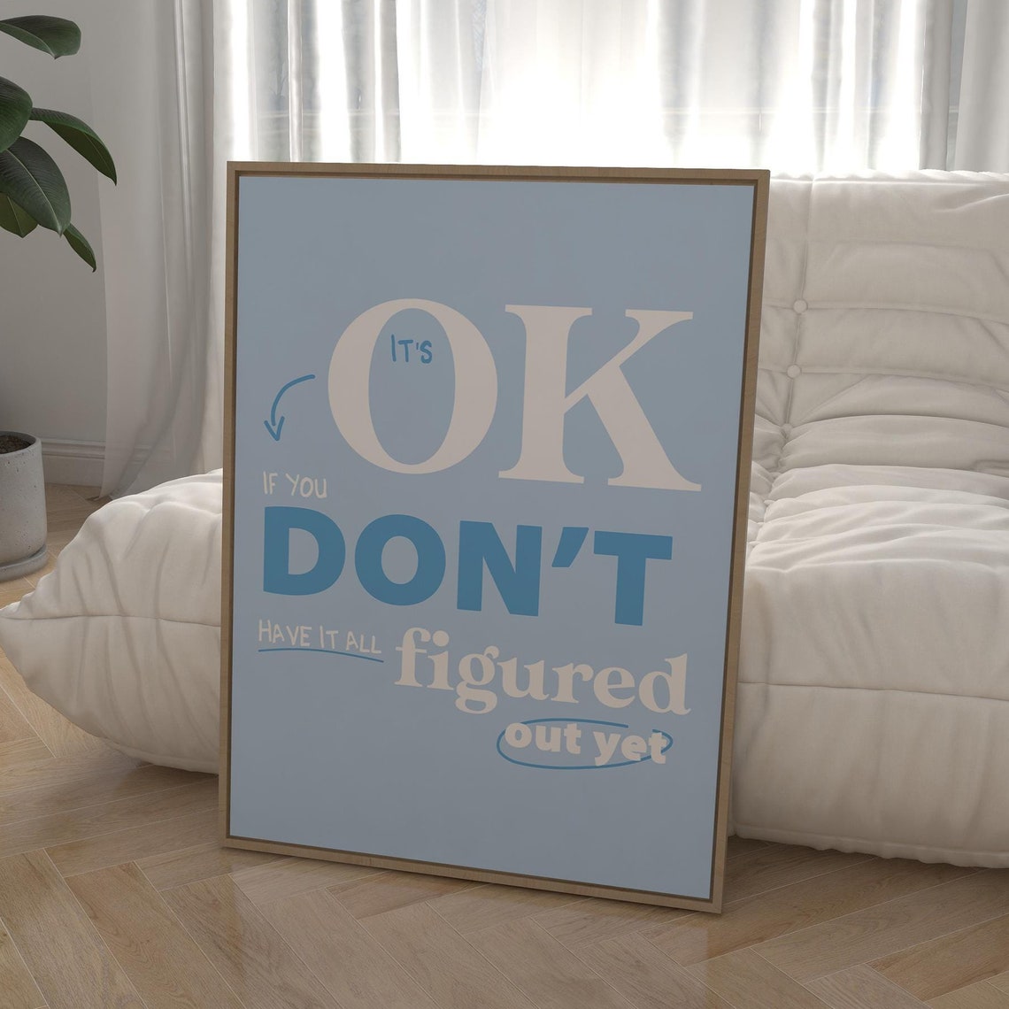 It's Okay If You Don't Have It All Figured Out Blue Retro Poster