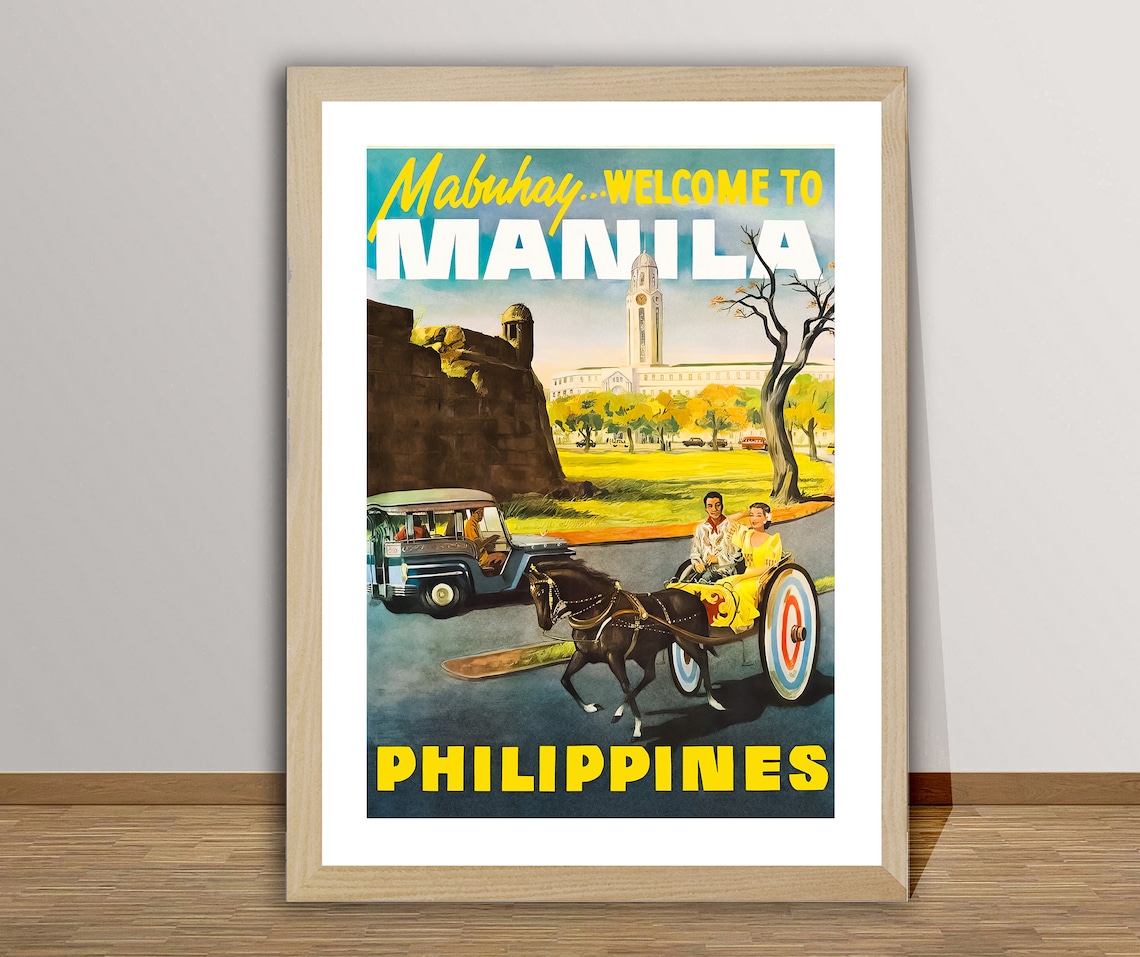 Mabuhay Welcome To Manila Philippines Vintage Travel Poster
