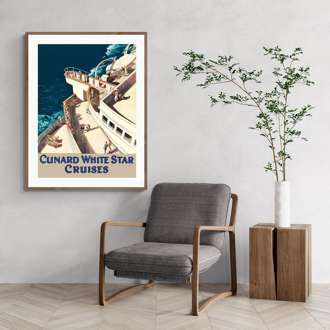 Cunard White Star Cruises Ocean Liner Deck Vintage Travel Poster - Image 2