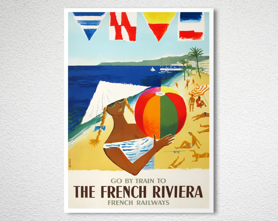 Go By Train To The French Riviera Vintage French Railways Beach Poster - Image 2