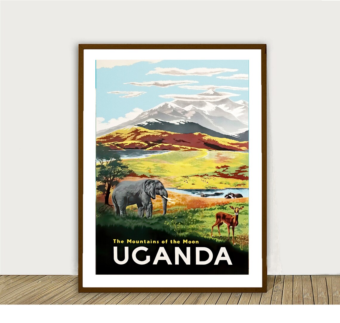 The Mountains of the Moon Uganda Vintage Travel Poster - Image 2