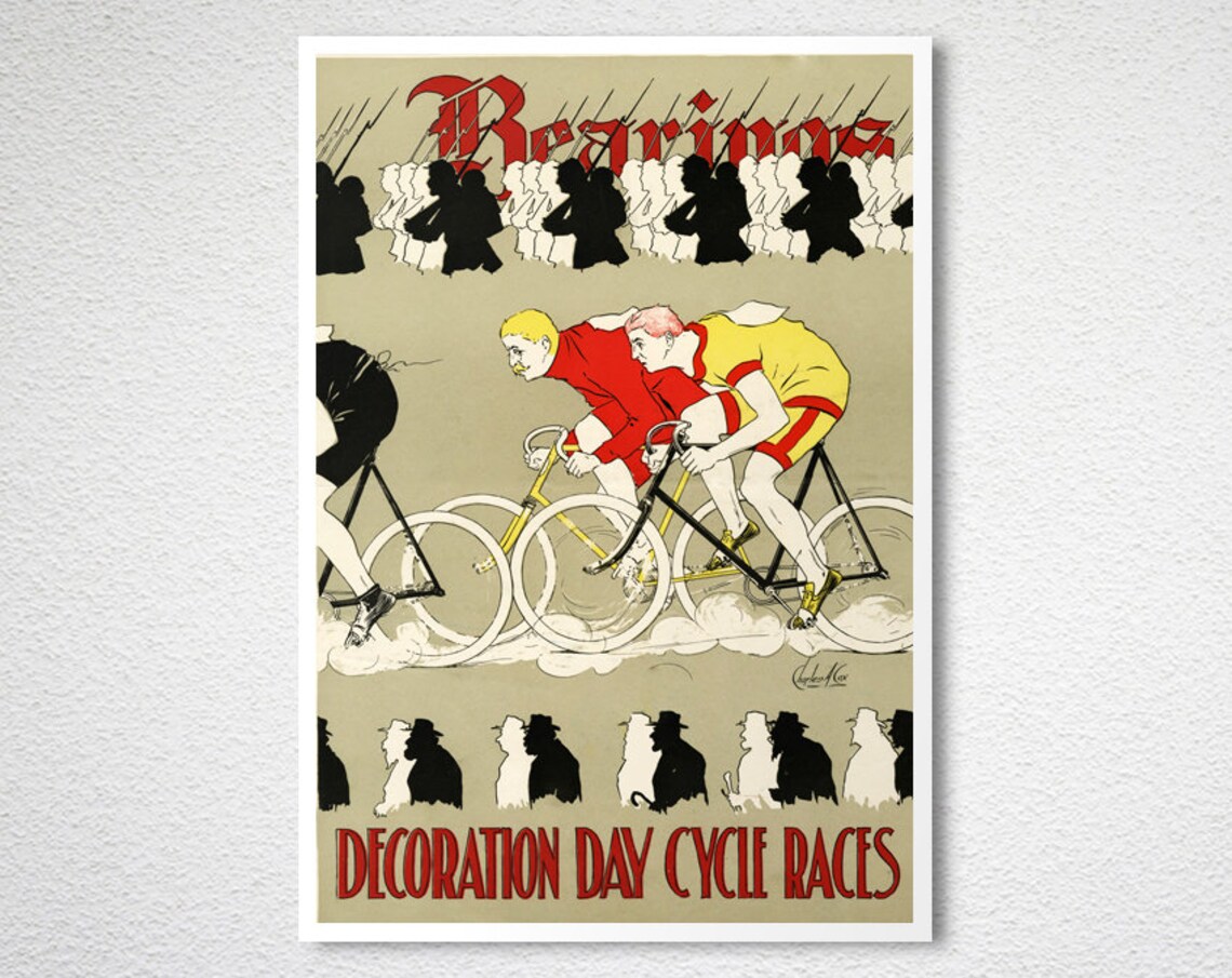 Decoration Day Cycle Races Vintage Bicycle Poster Racers and Marching Band - Image 2