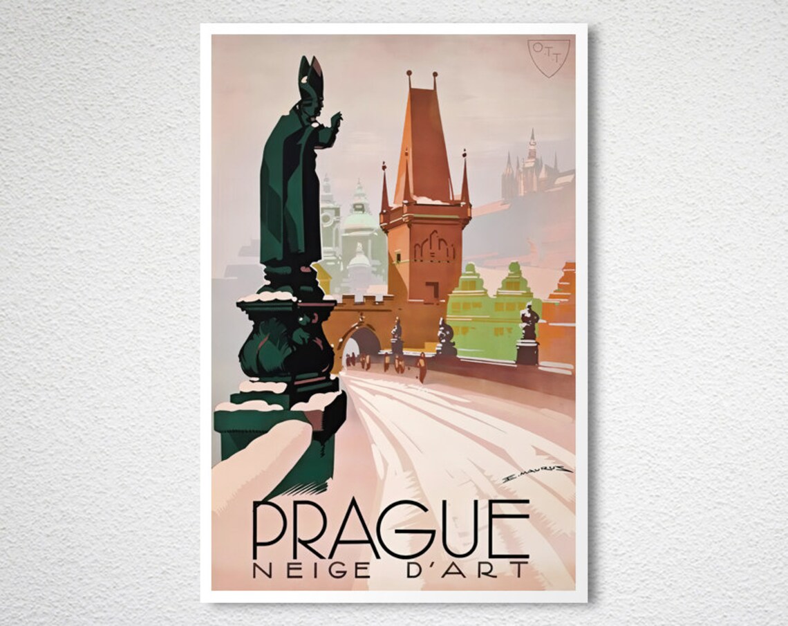 Prague Neige Dart Vintage Travel Poster, Travel Poster - Image 2
